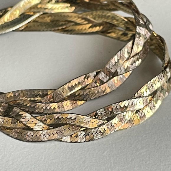 Milor 2 sterling silver & gold multi Braided Herringbone Bracelet set Italy - Picture 7 of 14